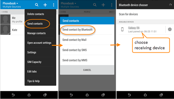 Bluetooth para transferir Android